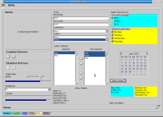Dynamic Windows (v.2.1) - Esempio REXX che mostra tutti i widgets supportati dal Toolkit